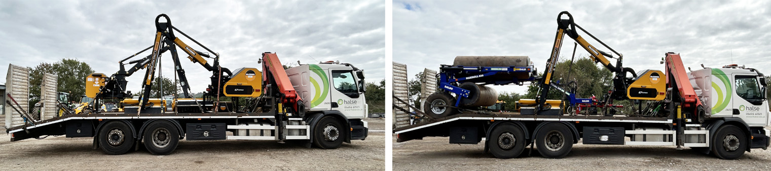 Three McConnel PA6567T hedgecutters on halse southwest lorry